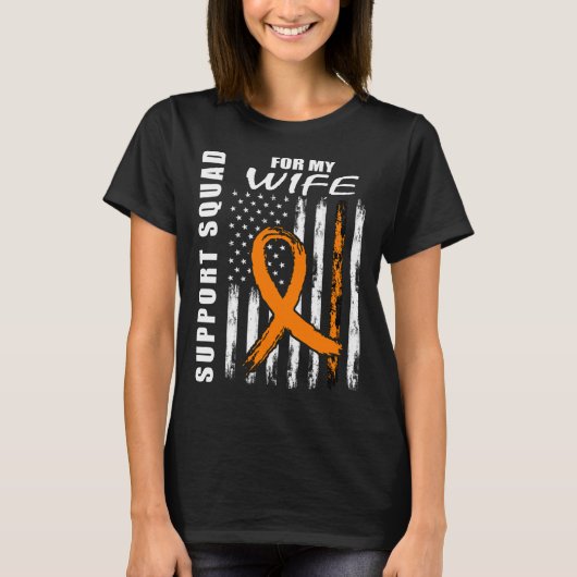 Oranje lint vrouw leukemie bewustzijn USA Flag Can T-shirt (Voorkant)