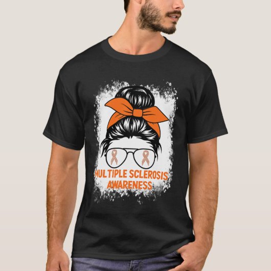Oranje lint vrouwen MS multiple sclerose T-shirt (Voorkant)