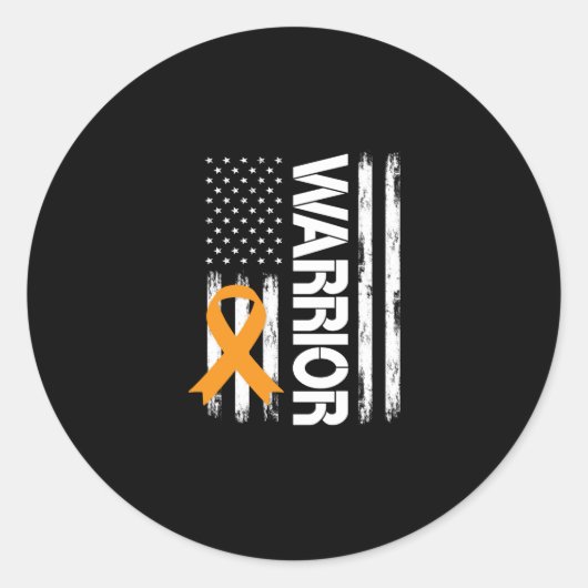 Oranje Lint Warrior USA Nierkanker Awareness Ronde Sticker (Voorkant)
