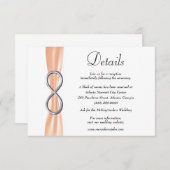 Oranje lint zilver infinity bruiloft details informatiekaartje (Voorkant / Achterkant)