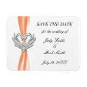 Oranje lint zilver zwemt sparen de Datum Magnet Magneet (Horizontaal)