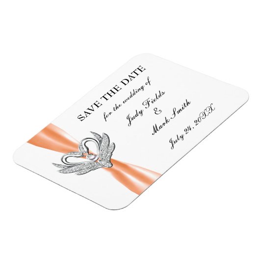 Oranje lint zilver zwemt sparen de Datum Magnet Magneet (Linkerzijde)