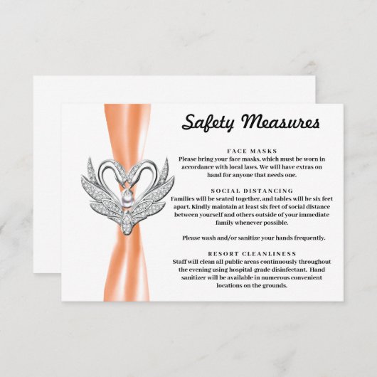 Oranje lint zilveren zwanen veiligheidsmaatregelen informatiekaartje (Voorkant / Achterkant)