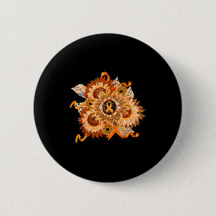 Oranje lint zonnebloem Multiple Sclerose bewustzij Ronde Button 5,7 Cm