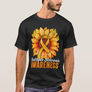 Oranje Lint Zonnebloem Multiple Sclerose Bewustzij T-shirt