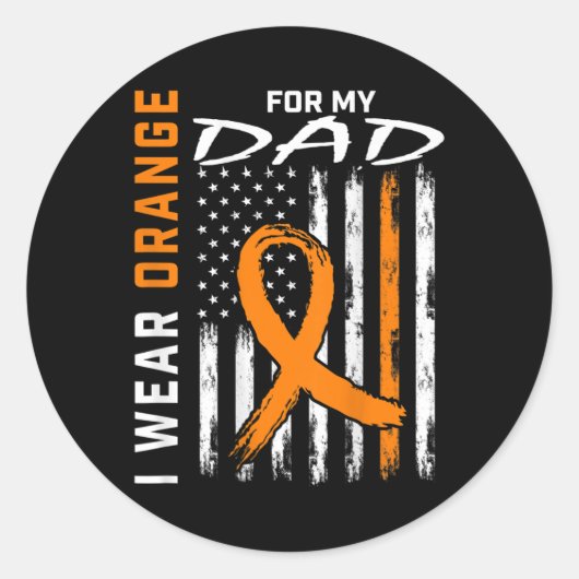 Oranje lintaap Leukemie Bewustheid Amerikaanse vla Ronde Sticker (Voorkant)