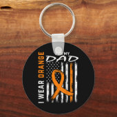 Oranje lintaap Leukemie Bewustheid Amerikaanse vla Sleutelhanger (Voorkant)