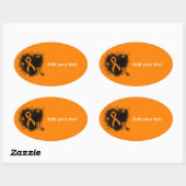 Oranje lintgegraven hart ovale sticker (Vel)