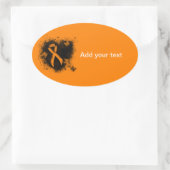 Oranje lintgegraven hart ovale sticker (Tas)