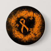 Oranje lintgegraven hart ronde button 7,6 cm (Voorkant)