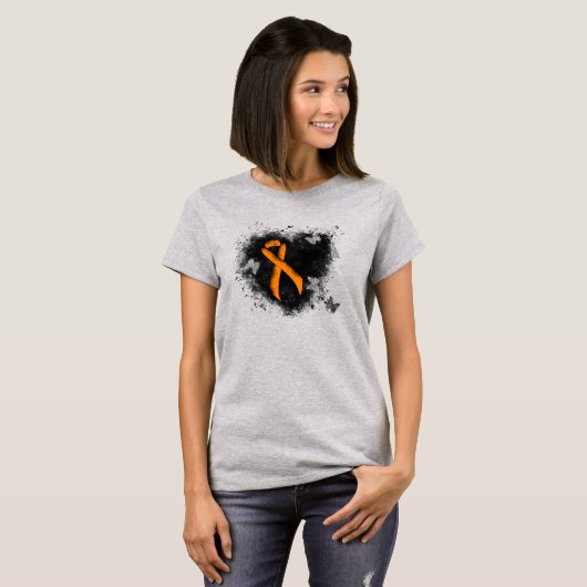 Oranje lintgegraven hart t-shirt (Voorkant volledig)