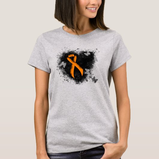 Oranje lintgegraven hart t-shirt (Voorkant)