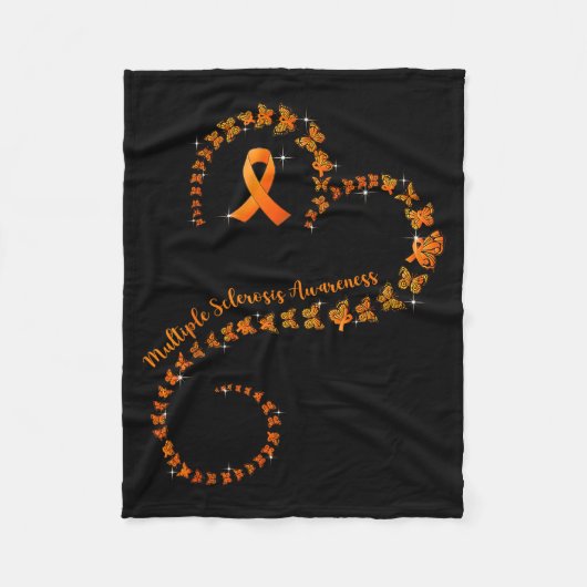 Oranje Lintvlinder Multiple Sclerose Bewustzijn Fleece Deken (Voorkant)