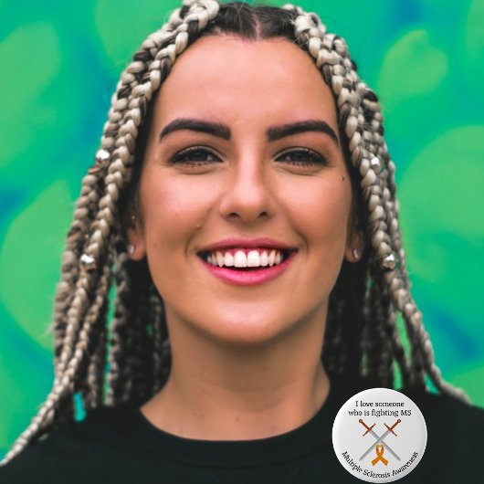 Oranje lintzwaarden Multiple Sclerosis Awareness Ronde Button 5,7 Cm