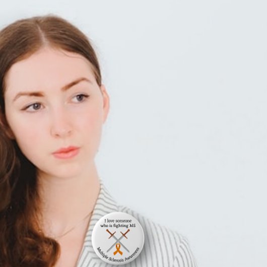 Oranje lintzwaarden Multiple Sclerosis Awareness Ronde Button 5,7 Cm