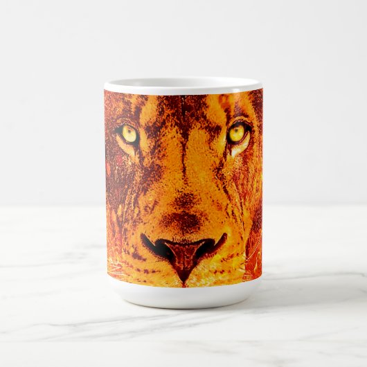 Oranje Lion Face Magische Mok (Midden)