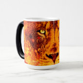 Oranje Lion Face Magische Mok (Voorkant links)