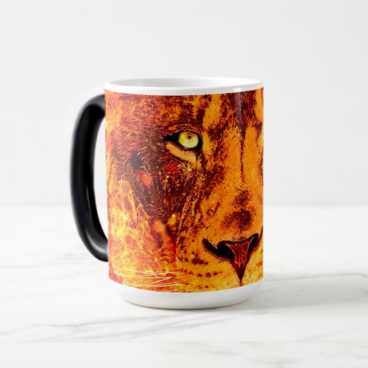 Oranje Lion Face Magische Mok (Voorkant links)