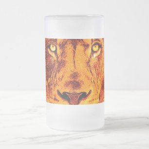 Oranje Lion Face Matglas Bierpul