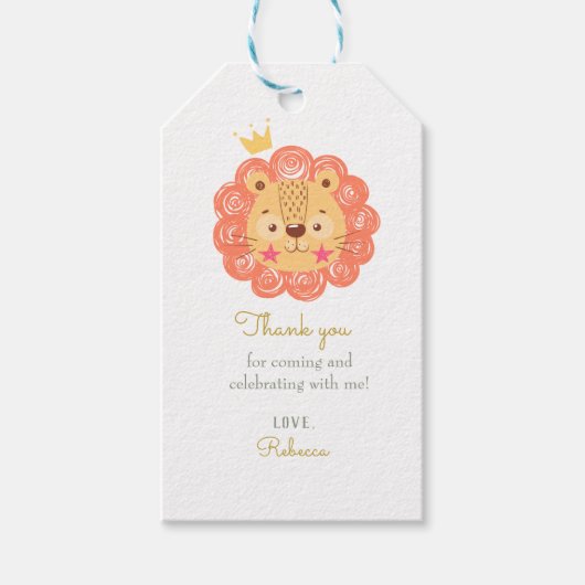 Oranje Lion King baby shower Hartelijk dank Cadeaulabel (Voorkant)