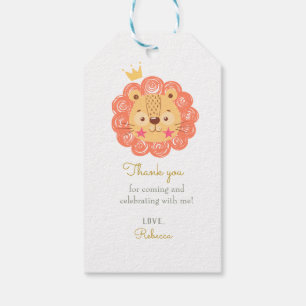 Oranje Lion King baby shower Hartelijk dank Cadeaulabel