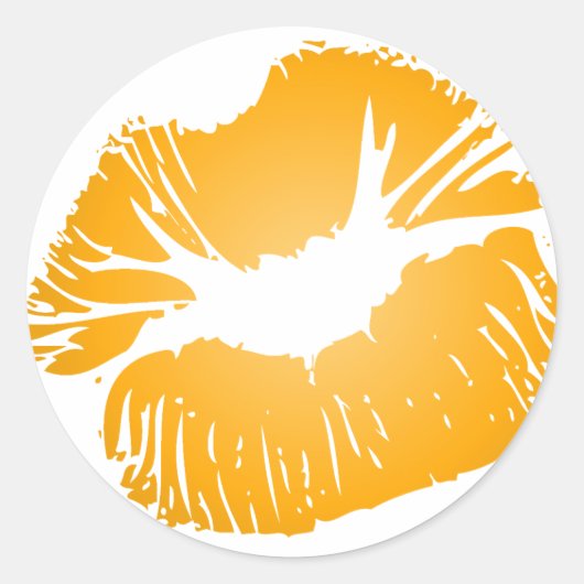Oranje lippen ronde sticker (Voorkant)