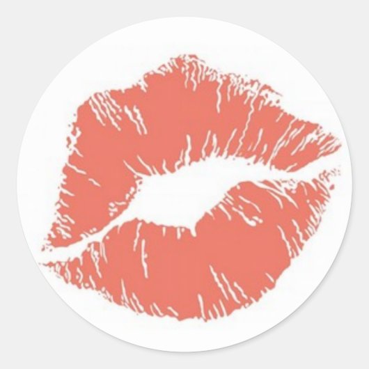 Oranje Lipstick Kiss Mark Kaart Seal Sticker (Voorkant)