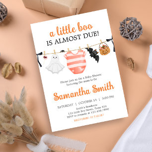 Oranje Little Boo Baby shower Kaart
