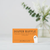 Oranje Little Boo Baby shower Luierkrabbel Informatiekaartje (Staand voorkant)