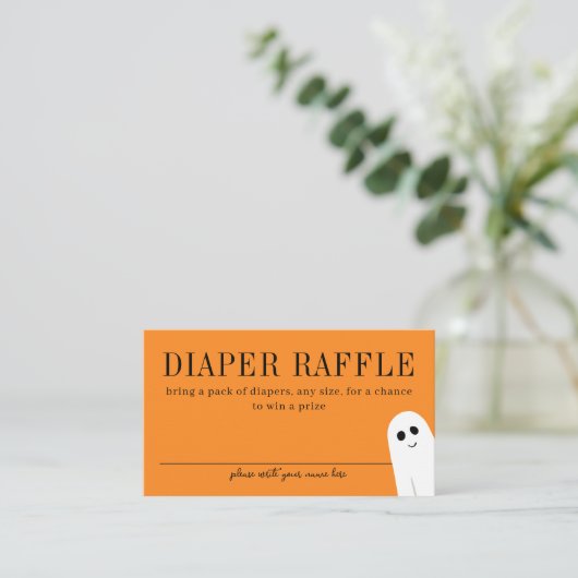 Oranje Little Boo Baby shower Luierkrabbel Informatiekaartje (Staand voorkant)