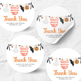 Oranje Little Boo Baby shower Ronde Sticker