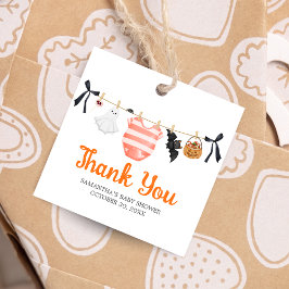 Oranje Little Boo Baby shower Square Bedankjes Labels