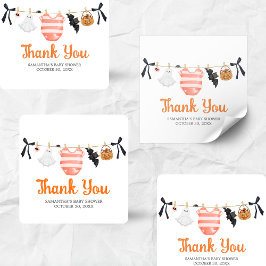 Oranje Little Boo Baby shower Vierkante Sticker