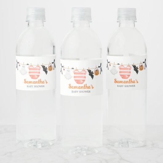 Oranje Little Boo Baby shower Waterfles Etiket (Flessen)