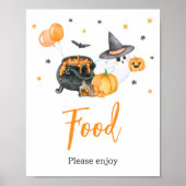 Oranje Little Boo Ghost Baby shower eten Poster (Voorkant)
