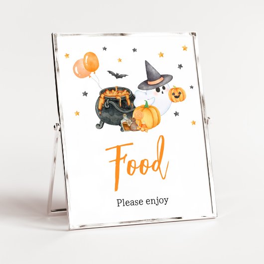 Oranje Little Boo Ghost Baby shower eten Poster