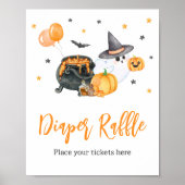 Oranje Little Boo Ghost Baby shower Luier Raffle Poster (Voorkant)