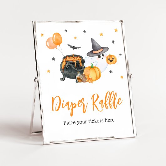 Oranje Little Boo Ghost Baby shower Luier Raffle Poster