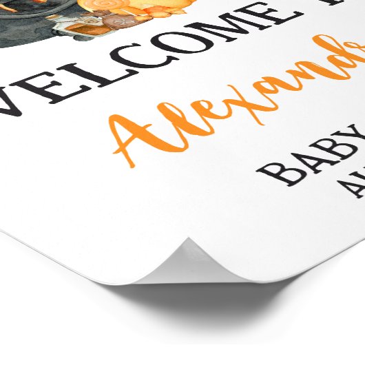 Oranje Little Boo Ghost Baby shower Welkom Poster (Hoek)