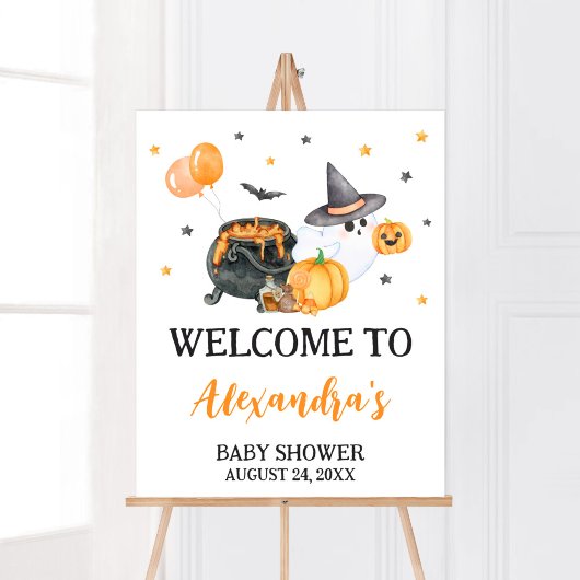 Oranje Little Boo Ghost Baby shower Welkom Poster