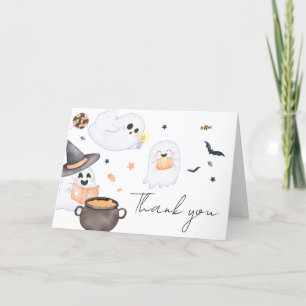 Oranje Little Boo Halloween Baby shower Bedankkaart