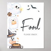 Oranje Little Boo Halloween Baby shower Eten Poster (Voorkant)