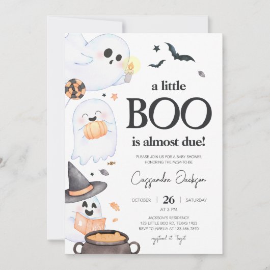 Oranje Little Boo Halloween Baby shower Kaart (Voorkant)