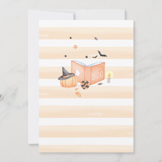 Oranje Little Boo Halloween Baby shower Kaart (Achterkant)