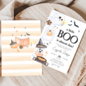 Oranje Little Boo Halloween Baby shower Kaart