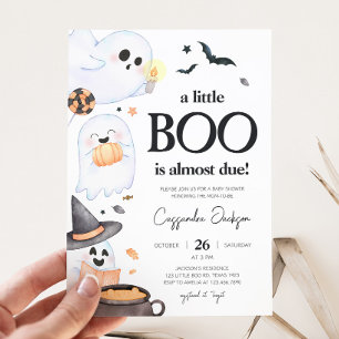 Oranje Little Boo Halloween Baby shower Kaart
