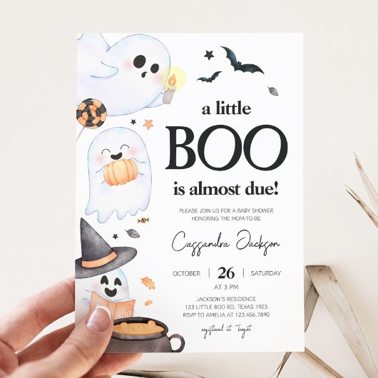 Oranje Little Boo Halloween Baby shower Kaart