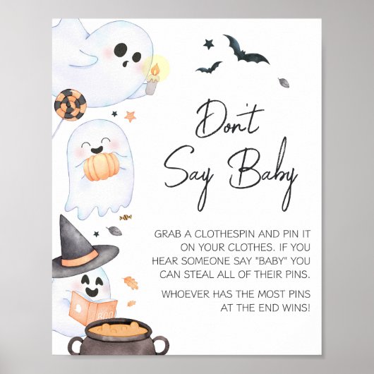 Oranje Little Boo Halloween Zeg geen Baby Poster (Voorkant)