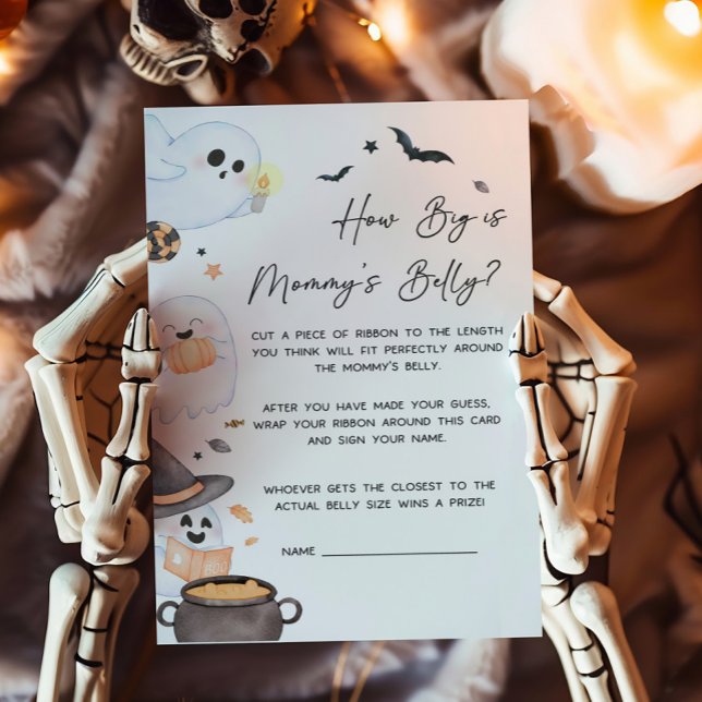 Oranje Little Boo Hoe groot is het buikspel van ma (Orange Little Boo Baby Shower How Big is Mommy's Belly Game)