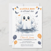 Oranje Little Boo Waterverf Halloween Baby shower Kaart (Voorkant)